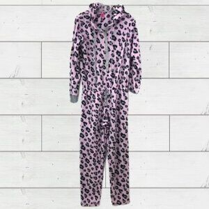 Pink Animal Print Fleece Footed Pajamas Hooded Women S, Jennifer Moore Jenni